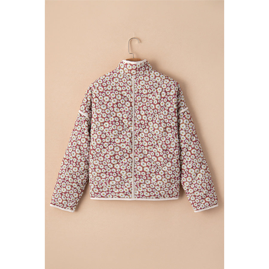 Floral Snap Down Long Sleeve Outerwear Apparel and Accessories