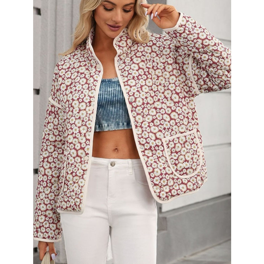 Floral Snap Down Long Sleeve Outerwear Floral / S Apparel and Accessories