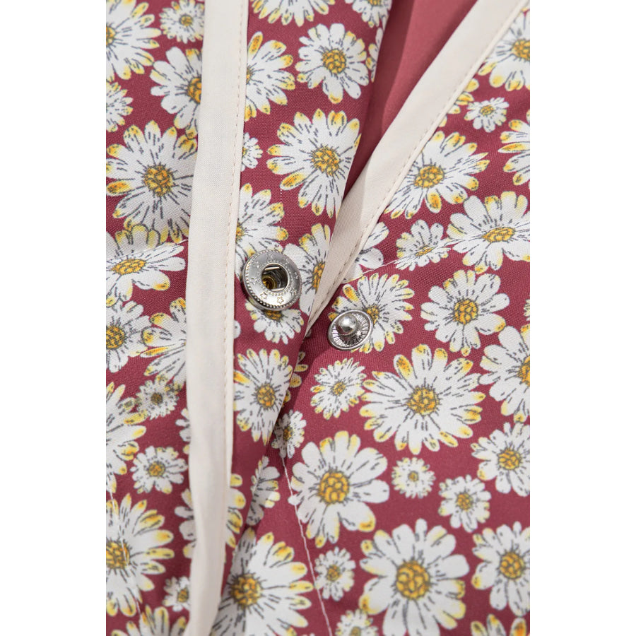 Floral Snap Down Mock Neck Coat Apparel and Accessories