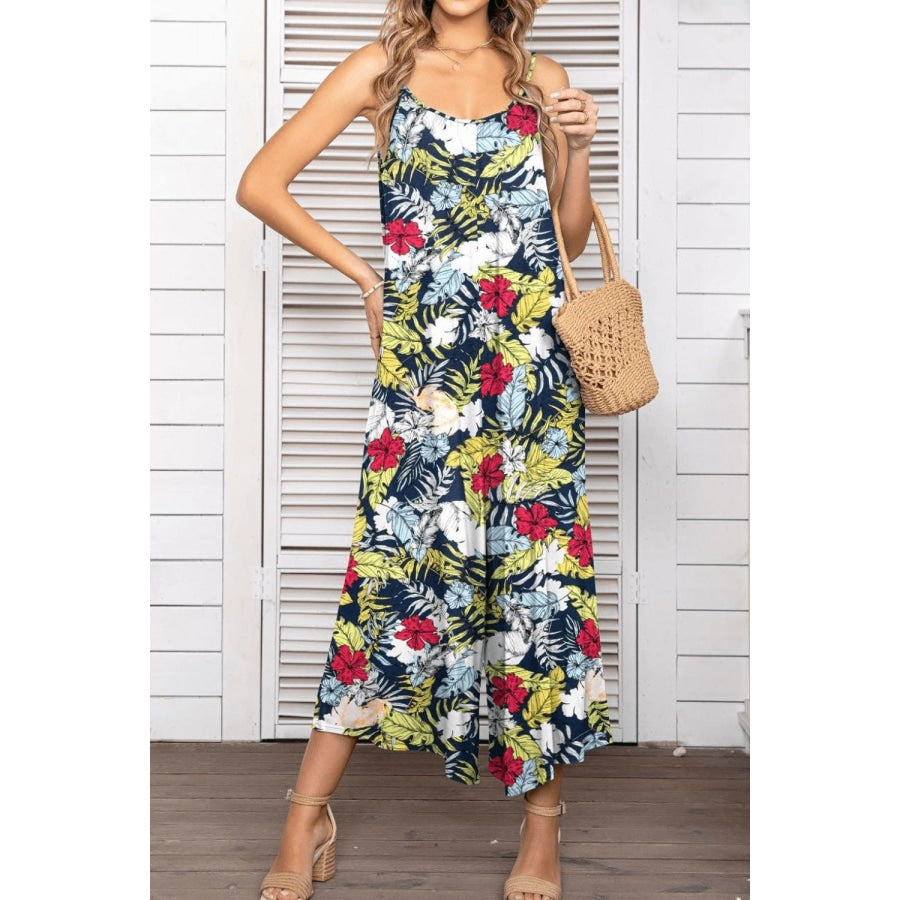 Floral Spaghetti Strap Wide Leg Jumpsuit