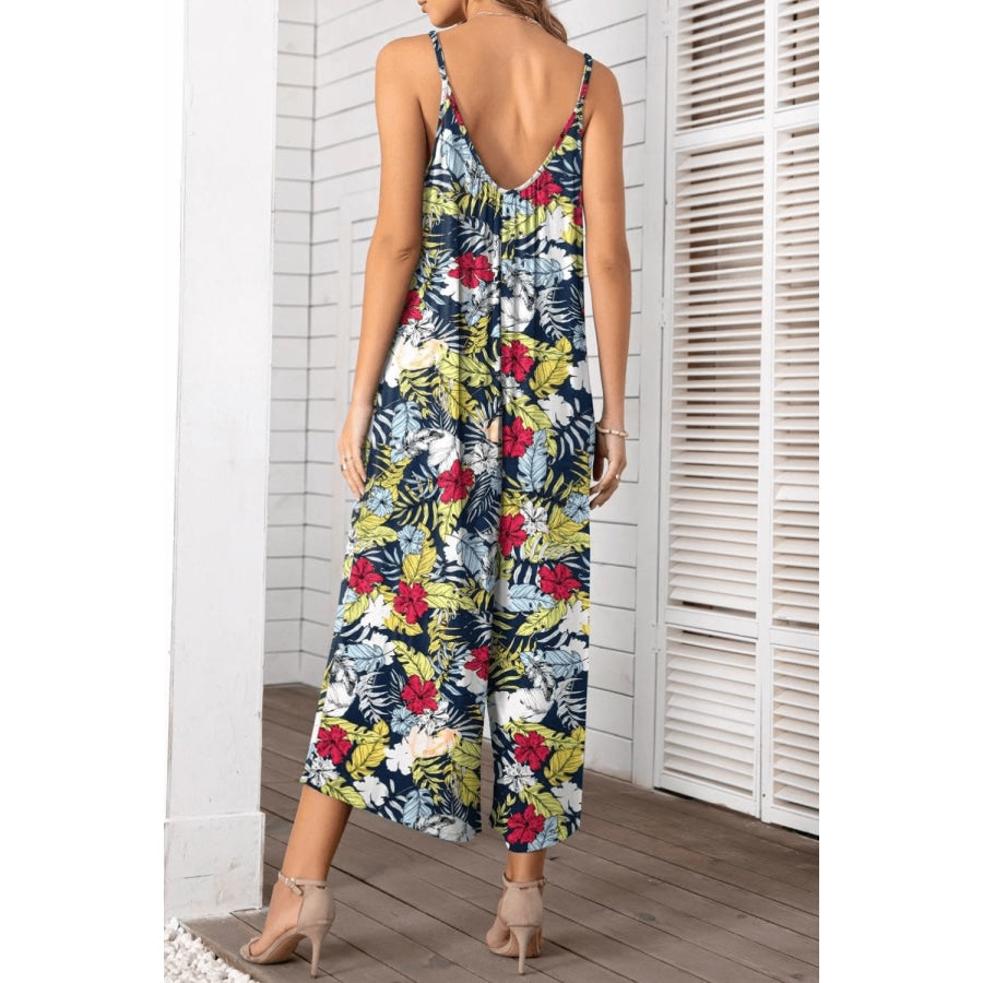 Floral Spaghetti Strap Wide Leg Jumpsuit