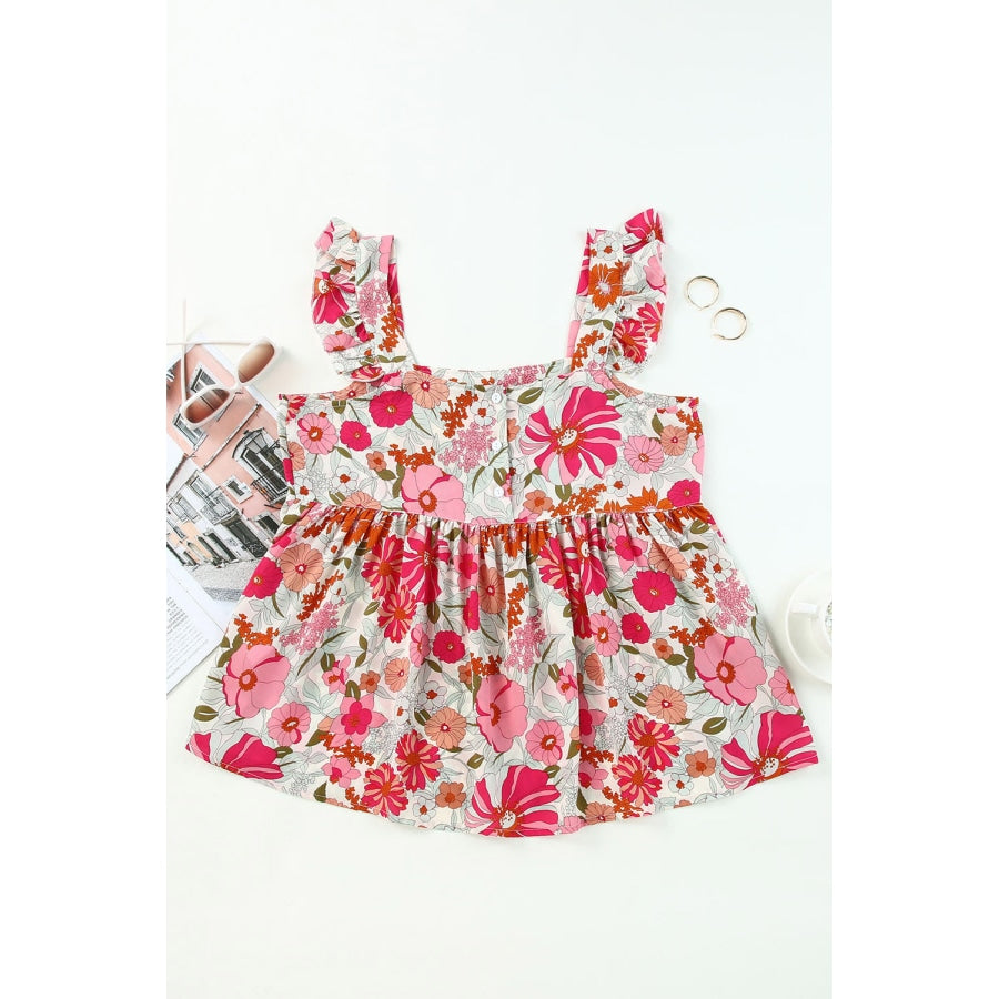 Floral Square Neck Babydoll Top