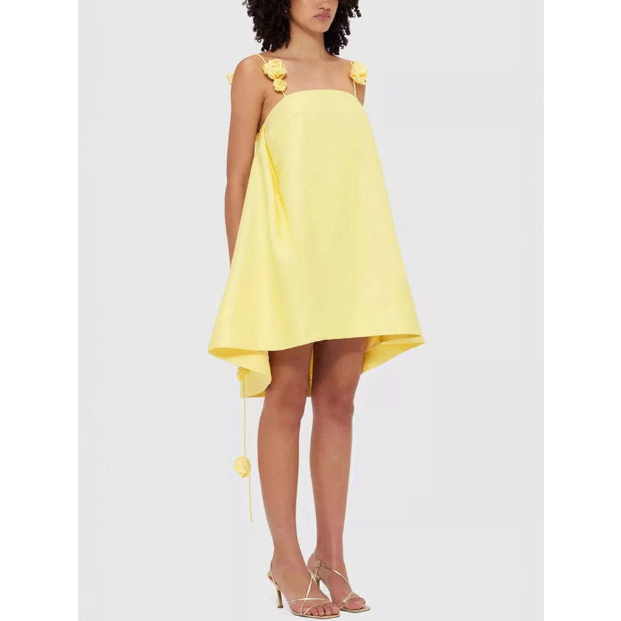 Floral Strap Mini A-Line Dress Apparel and Accessories