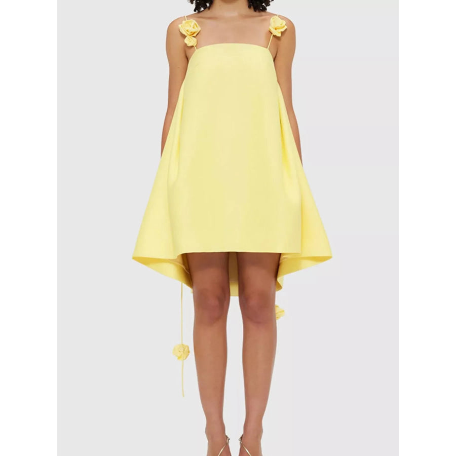 Floral Strap Mini A-Line Dress Apparel and Accessories
