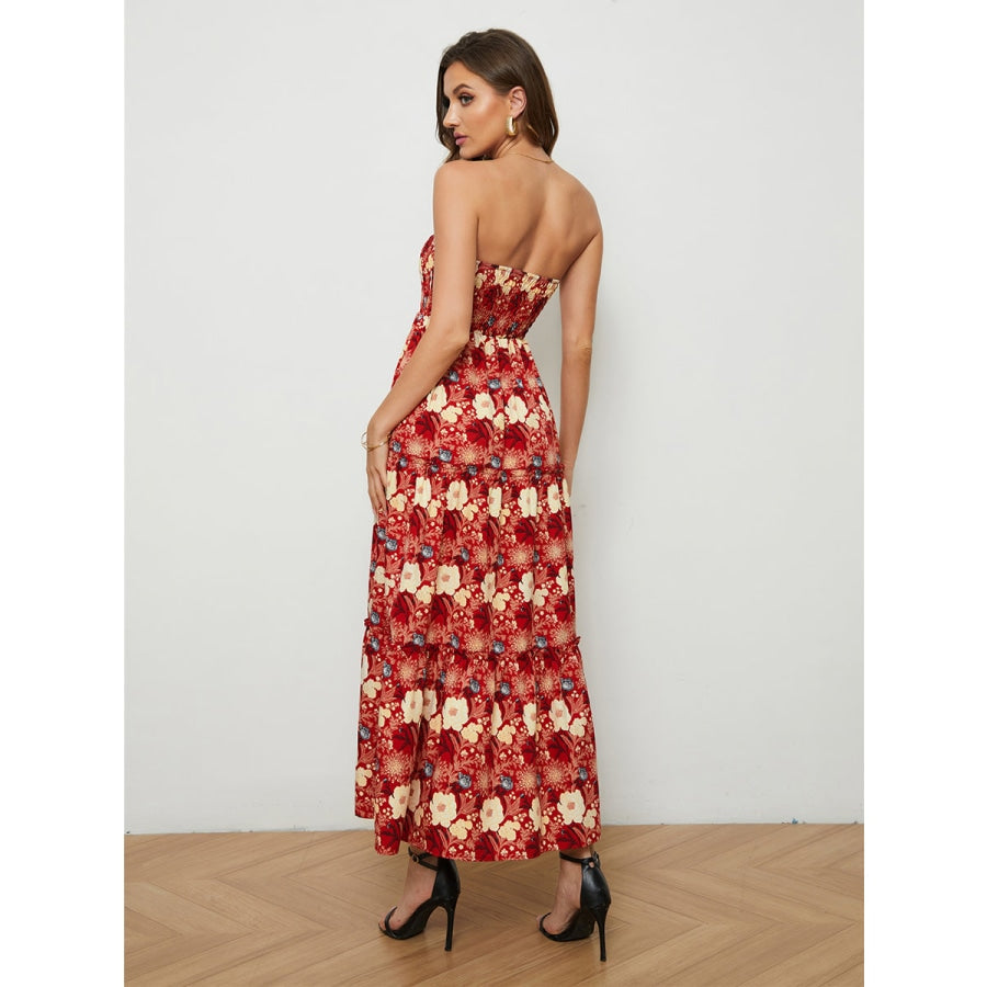 Floral Strapless Low-Back Dress