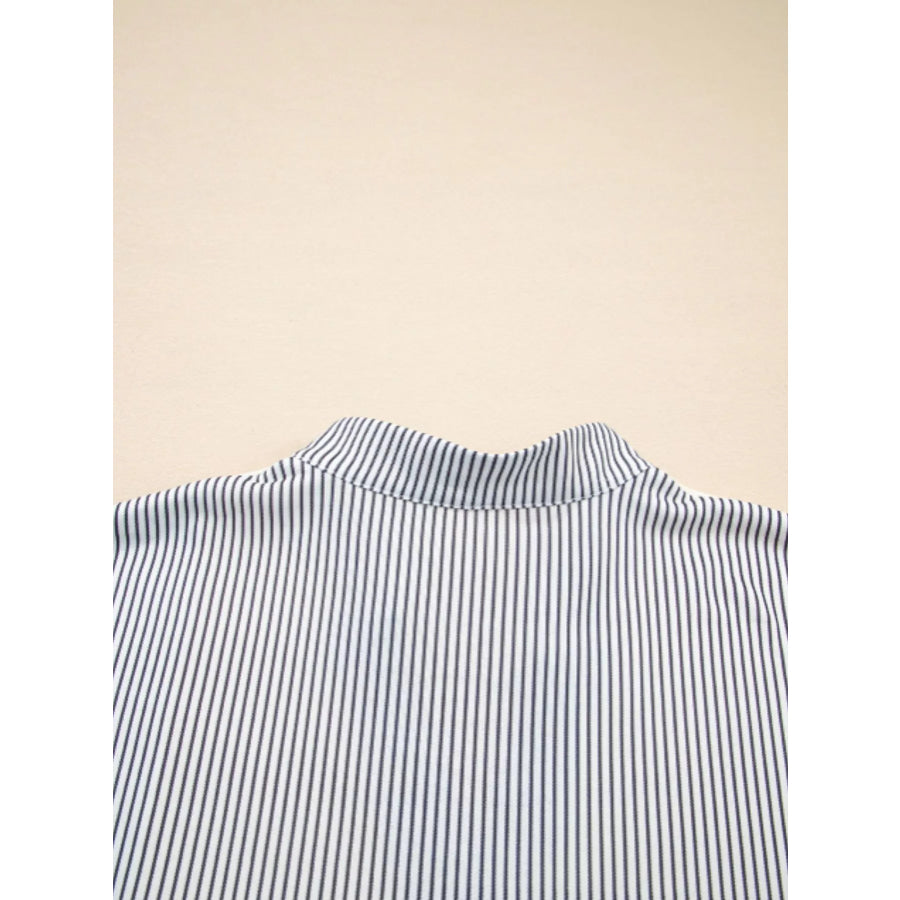 Floral Striped Drop Sleeve Collared Boxy Fit Sweatshirt Apparel and Accessories
