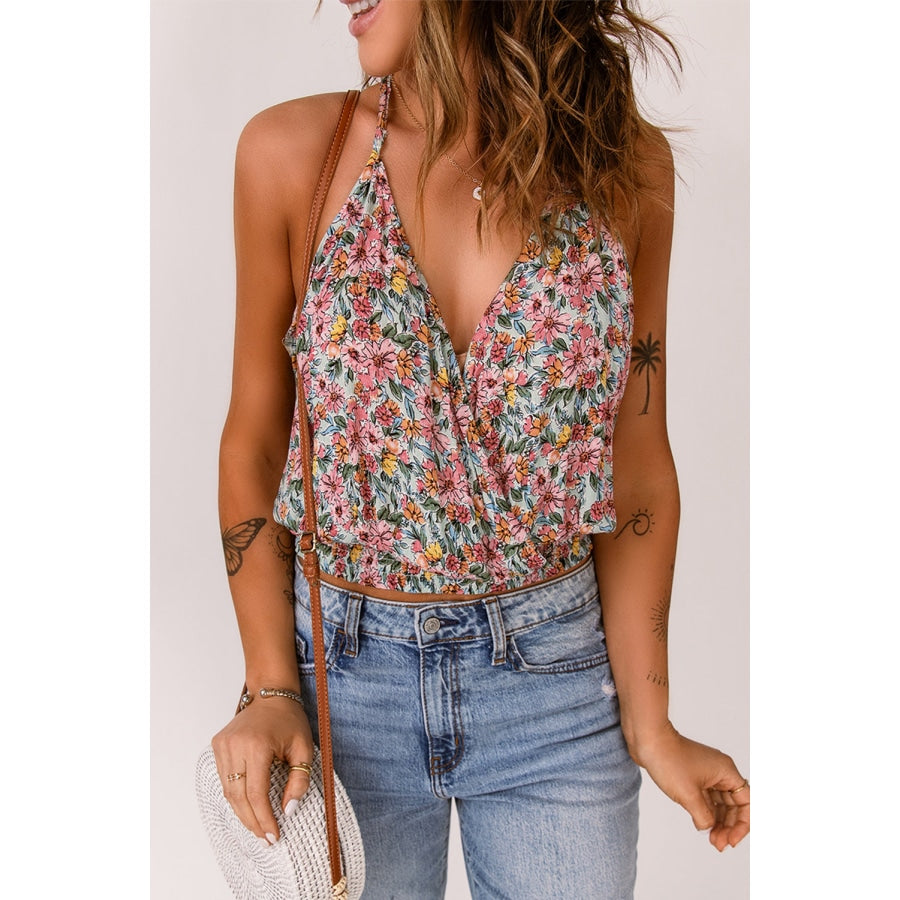 Floral Surplice Neck Top Floral / S