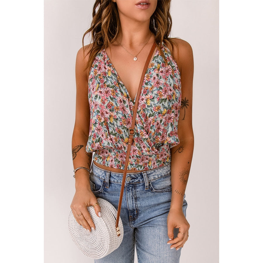 Floral Surplice Neck Top