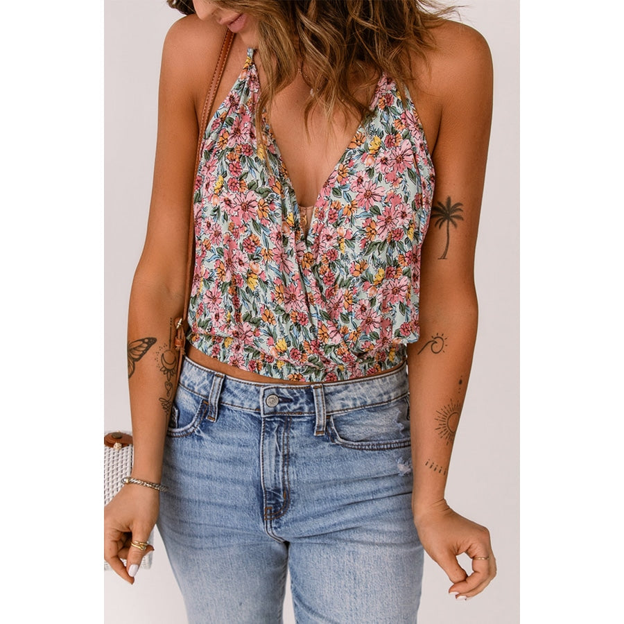 Floral Surplice Neck Top