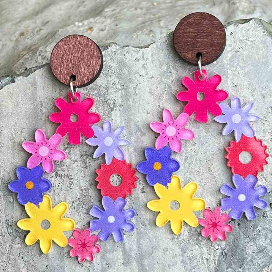 Floral Teardrop Earrings Style A / One Size