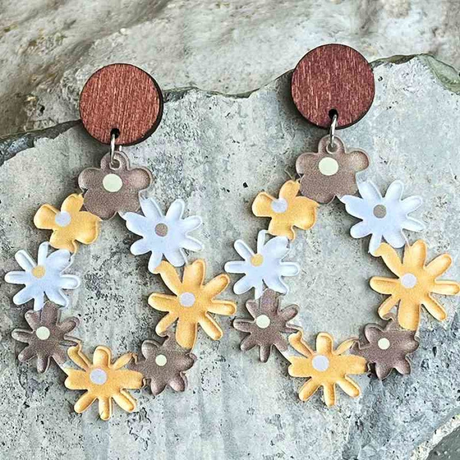 Floral Teardrop Earrings Style B / One Size