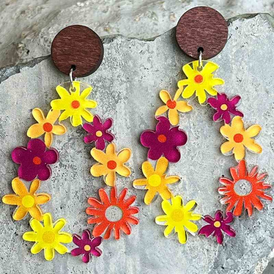 Floral Teardrop Earrings Style C / One Size