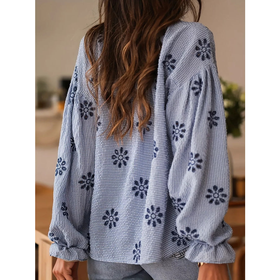 Floral Textured Button Up Shirt Apparel and Accessories
