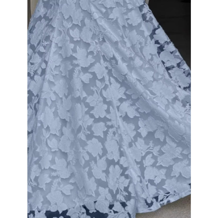 Floral Textured Spaghetti Strap Maxi Dress Apparel and Accessories