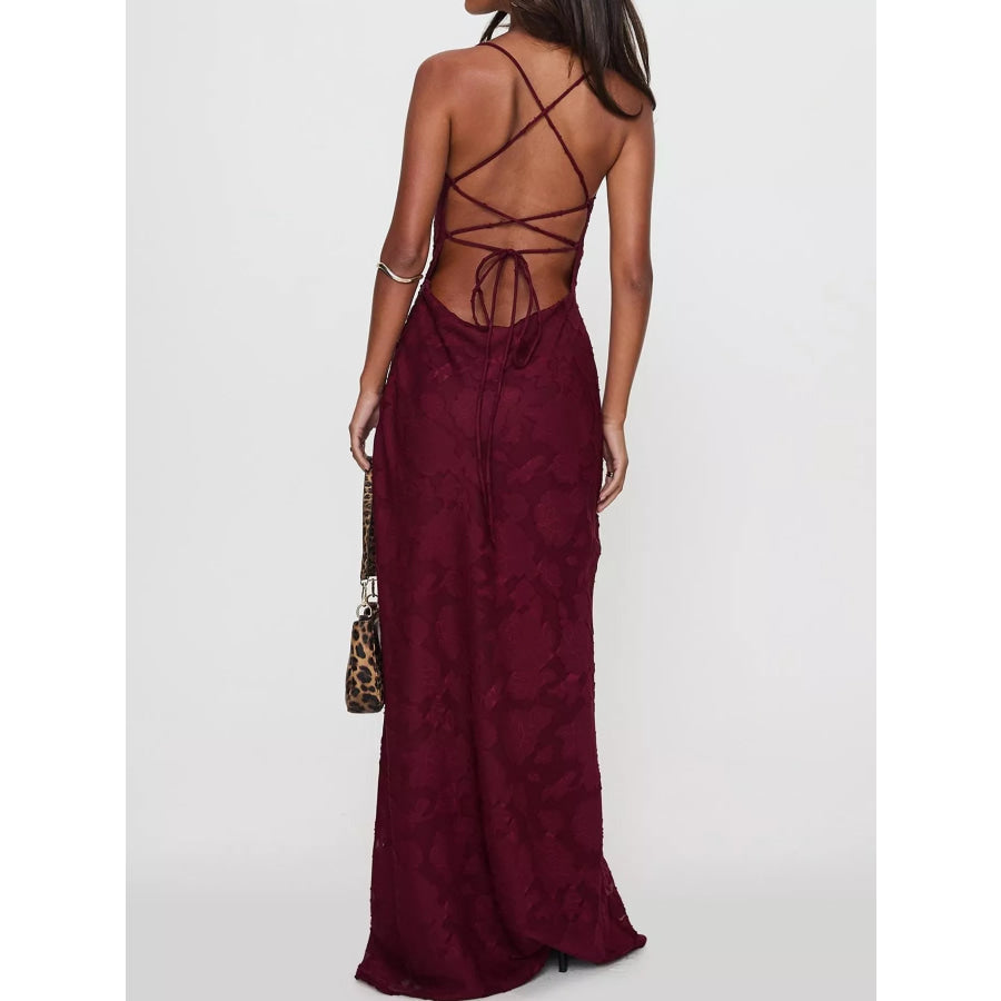 Floral Textured Spaghetti Strap Maxi Dress Apparel and Accessories