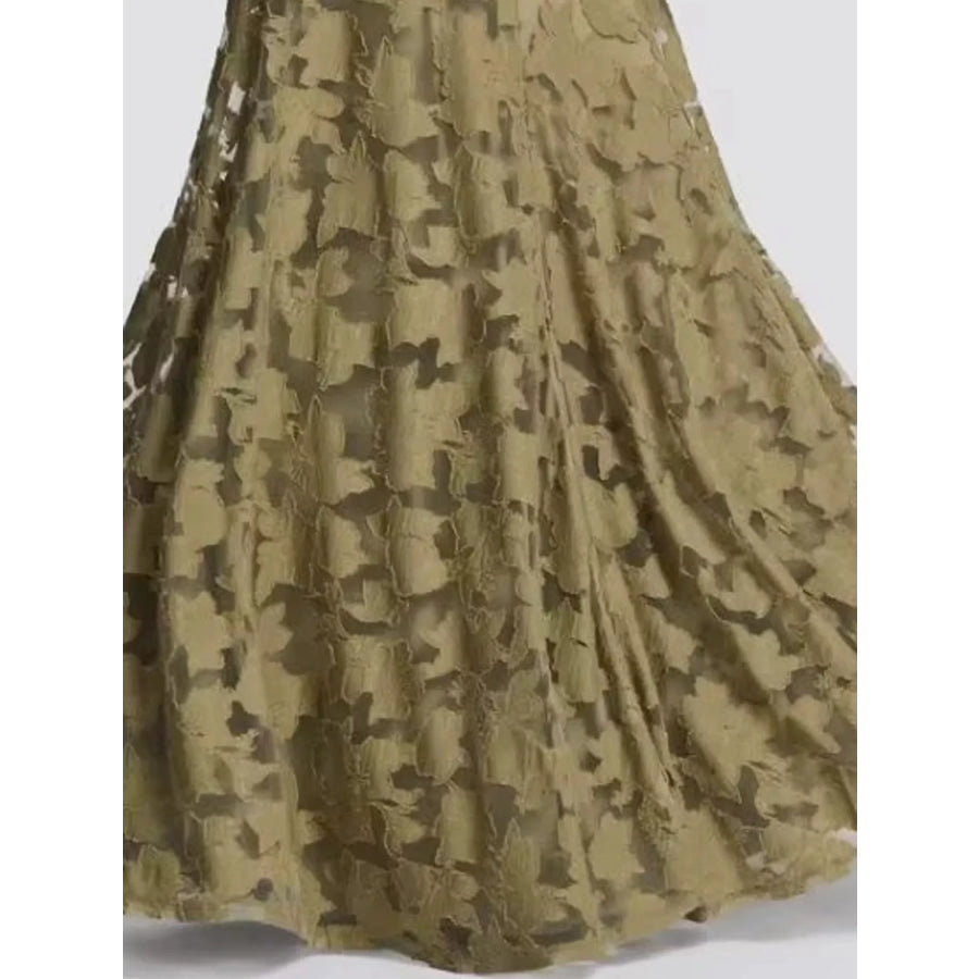 Floral Textured Spaghetti Strap Maxi Dress Apparel and Accessories