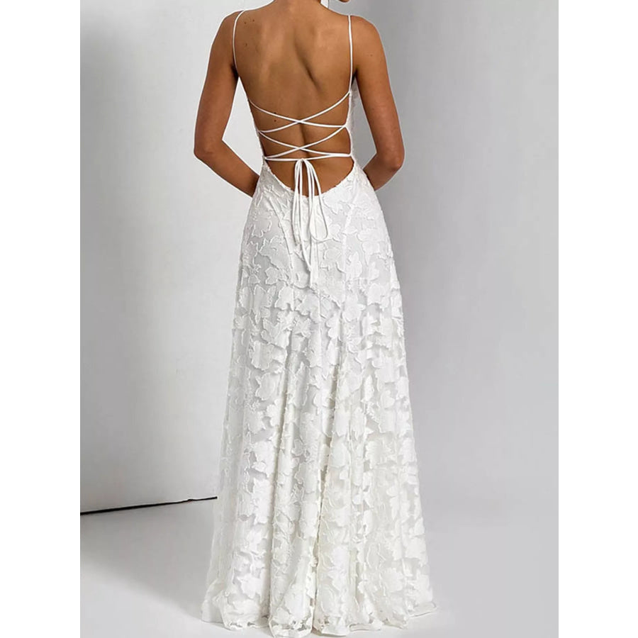Floral Textured Spaghetti Strap Maxi Dress Apparel and Accessories