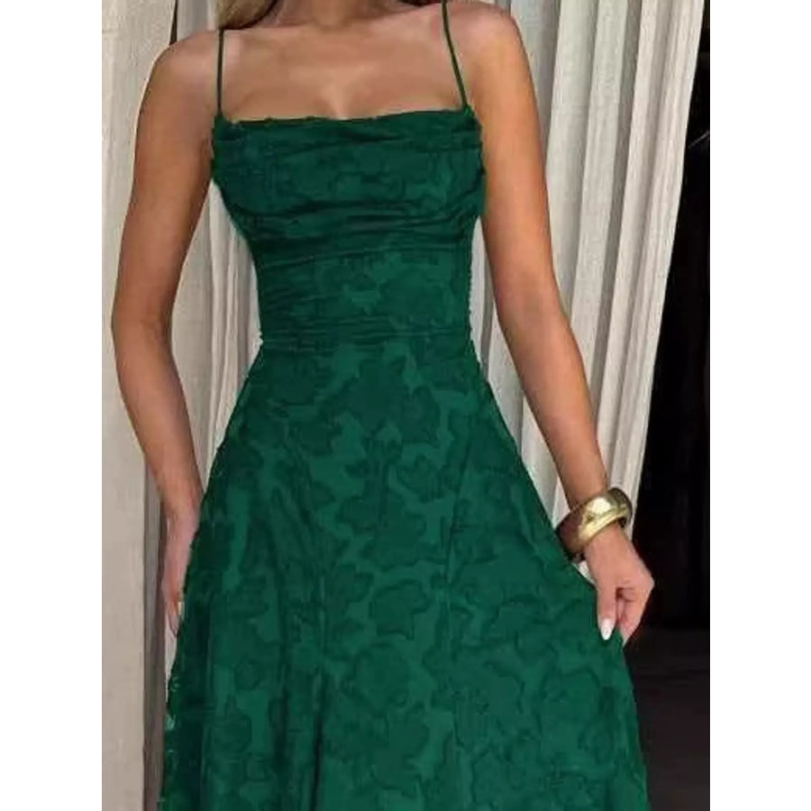 Floral Textured Spaghetti Strap Maxi Dress Apparel and Accessories