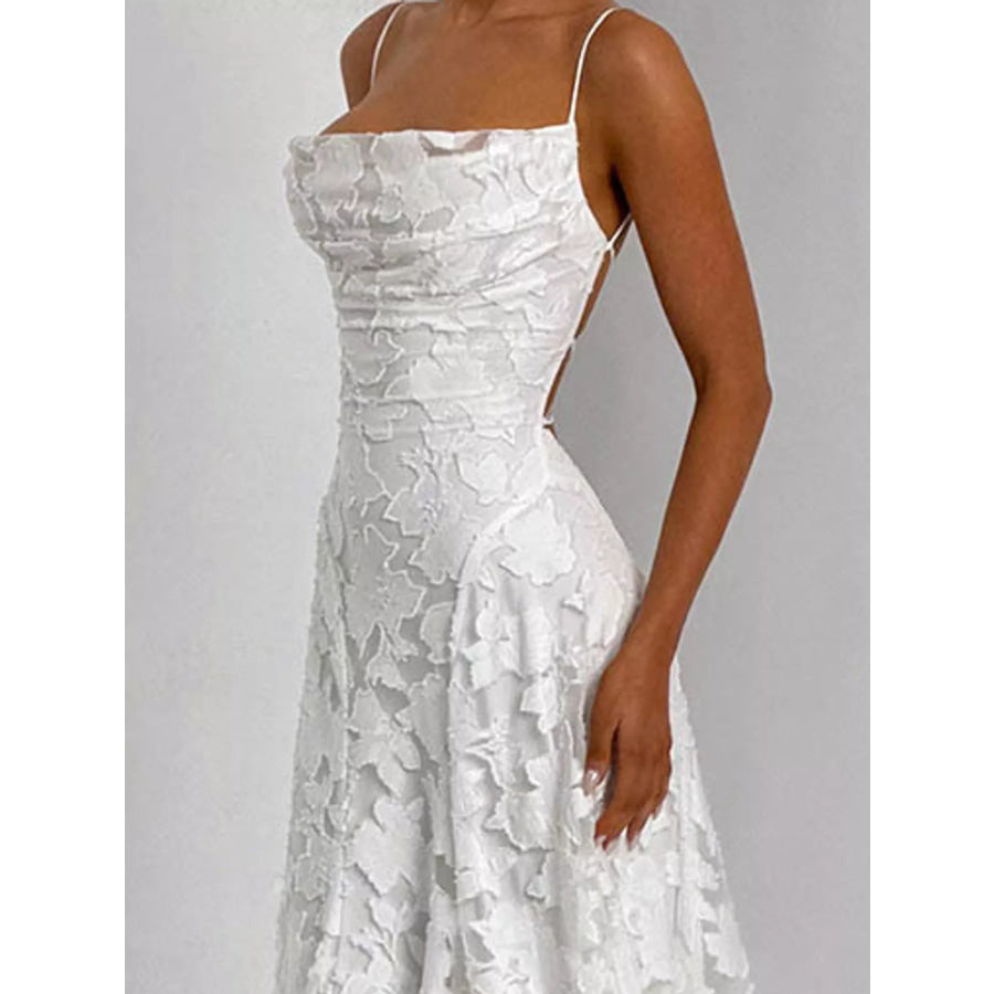 Floral Textured Spaghetti Strap Maxi Dress Apparel and Accessories