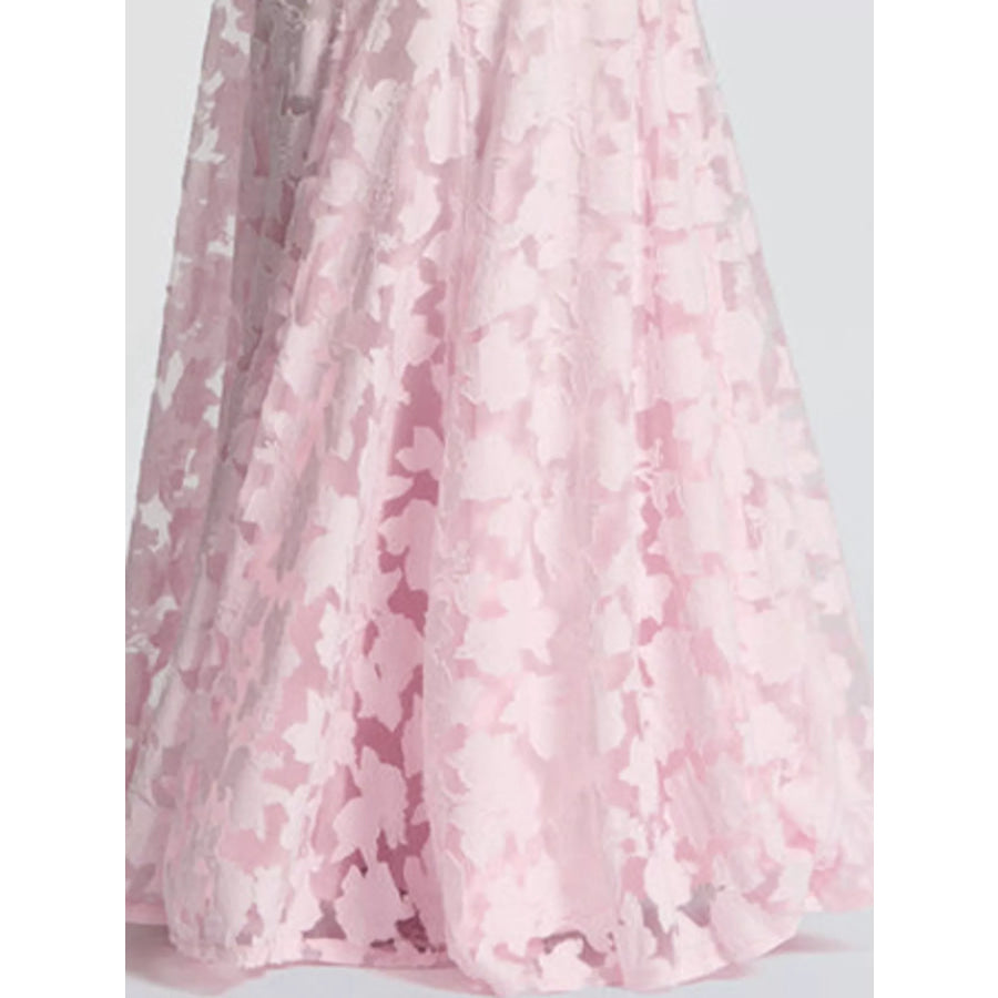 Floral Textured Spaghetti Strap Maxi Dress Apparel and Accessories