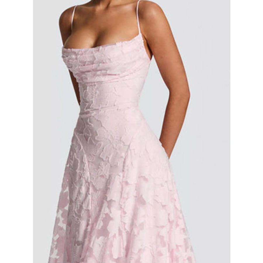 Floral Textured Spaghetti Strap Maxi Dress Apparel and Accessories