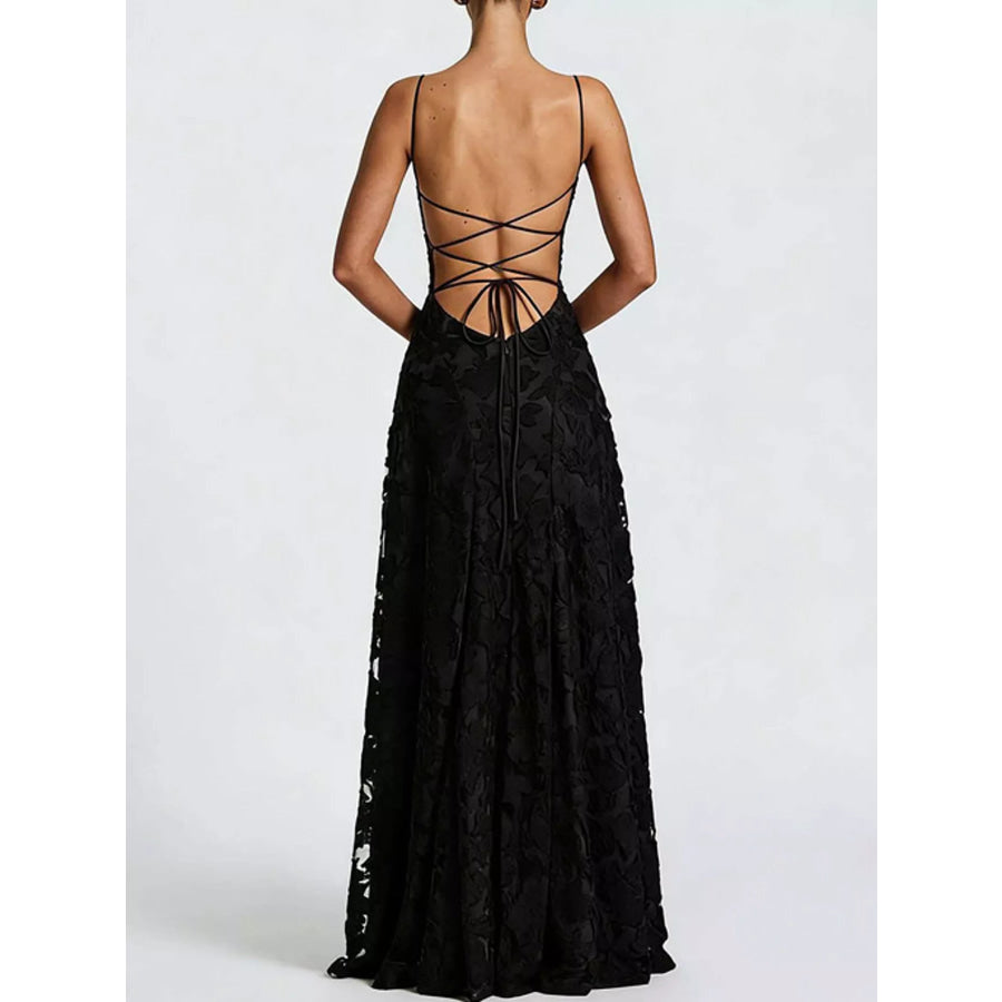 Floral Textured Spaghetti Strap Maxi Dress Apparel and Accessories