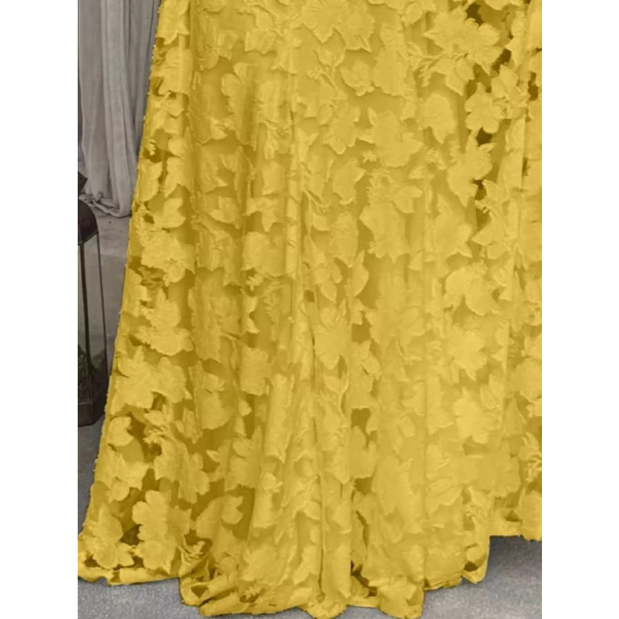 Floral Textured Spaghetti Strap Maxi Dress Apparel and Accessories