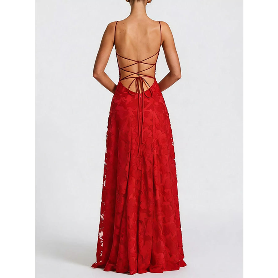 Floral Textured Spaghetti Strap Maxi Dress Apparel and Accessories