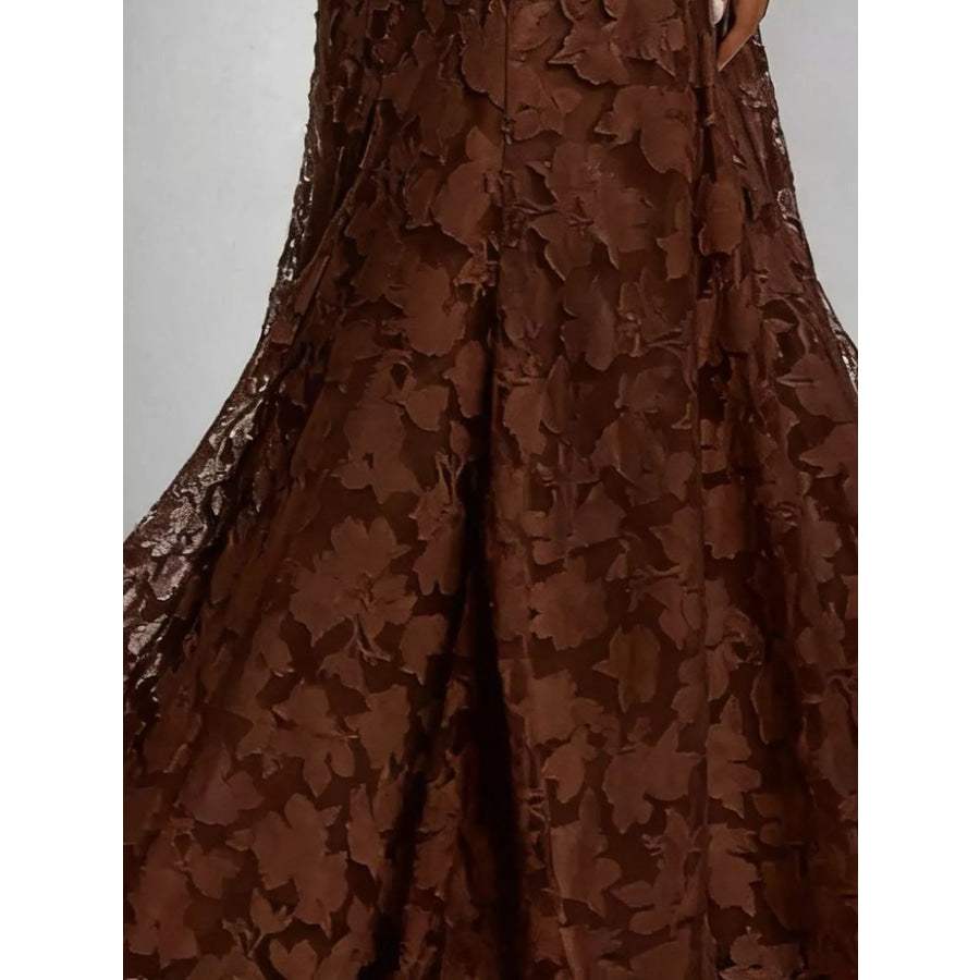 Floral Textured Spaghetti Strap Maxi Dress Apparel and Accessories