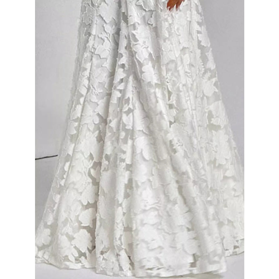 Floral Textured Spaghetti Strap Maxi Dress Apparel and Accessories
