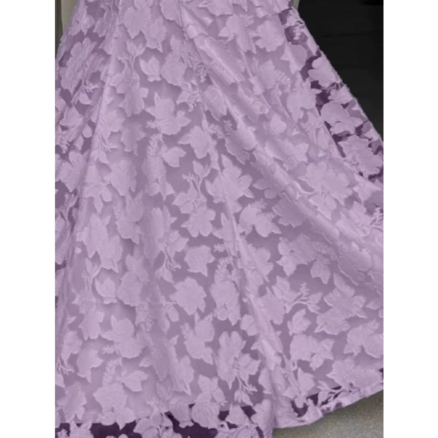 Floral Textured Spaghetti Strap Maxi Dress Apparel and Accessories