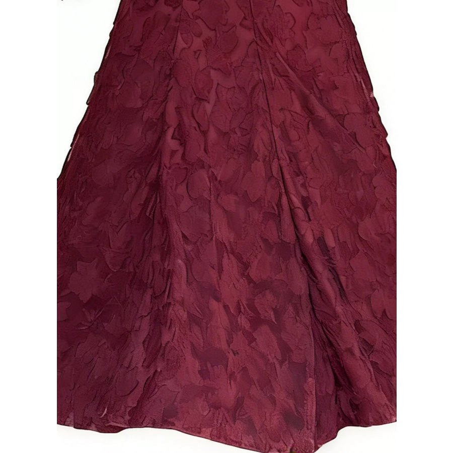 Floral Textured Spaghetti Strap Maxi Dress Apparel and Accessories