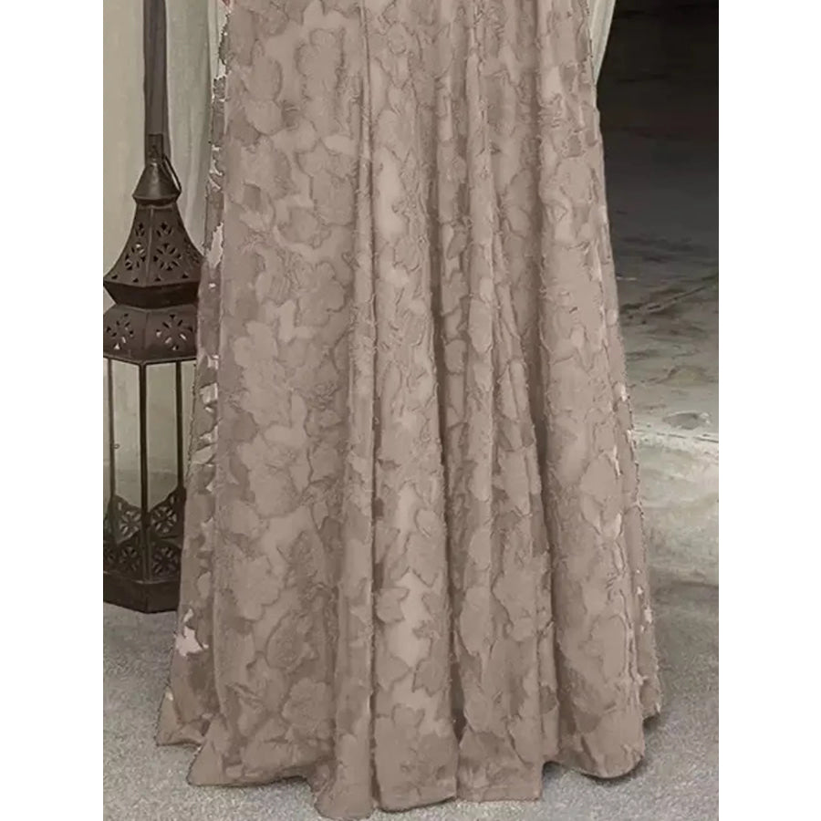 Floral Textured Spaghetti Strap Maxi Dress Apparel and Accessories