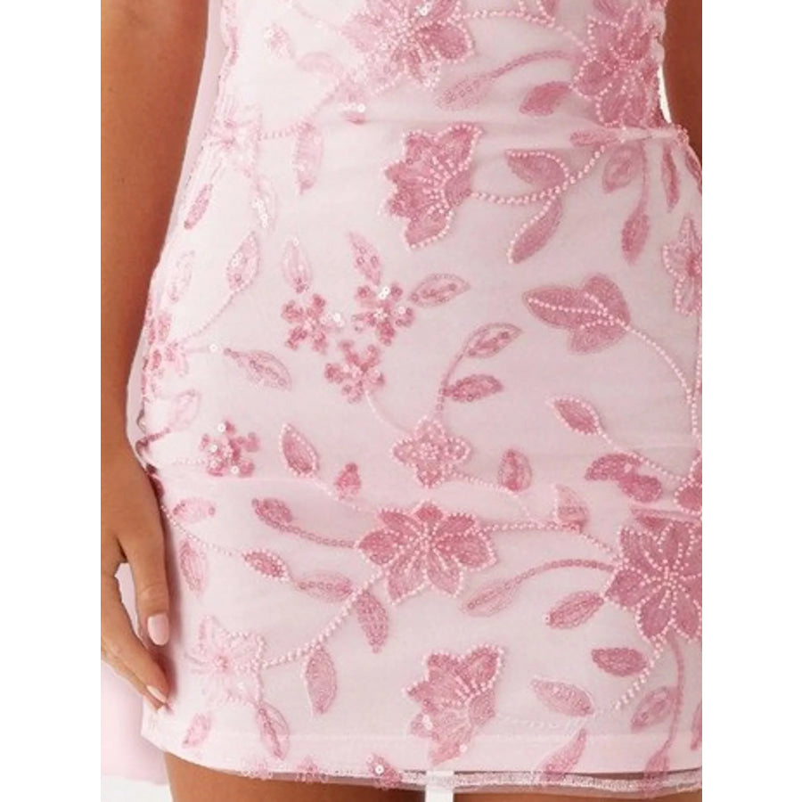 Floral Textured Strapless Mini Dress Apparel and Accessories