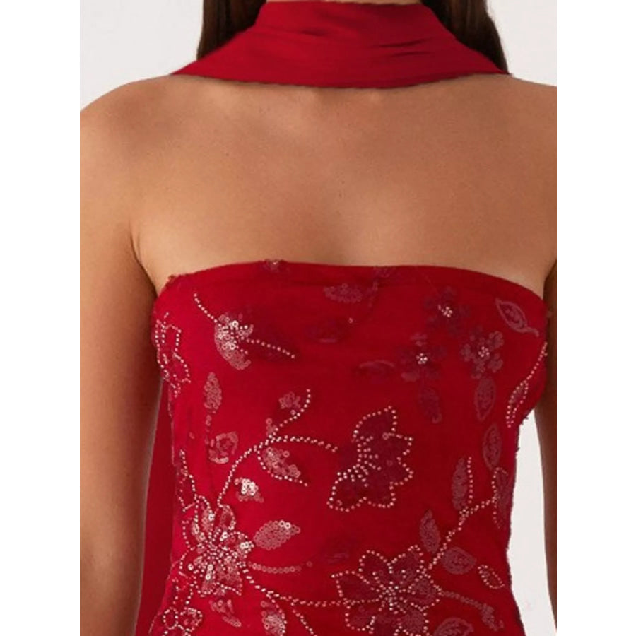 Floral Textured Strapless Mini Dress Apparel and Accessories