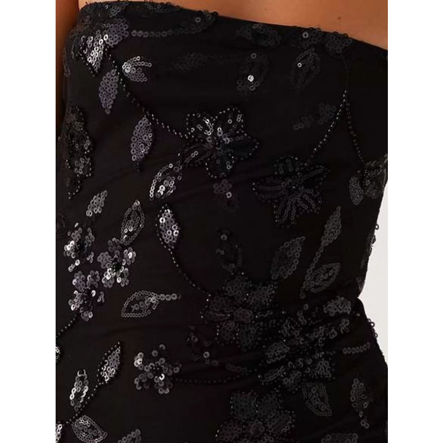Floral Textured Strapless Mini Dress Apparel and Accessories