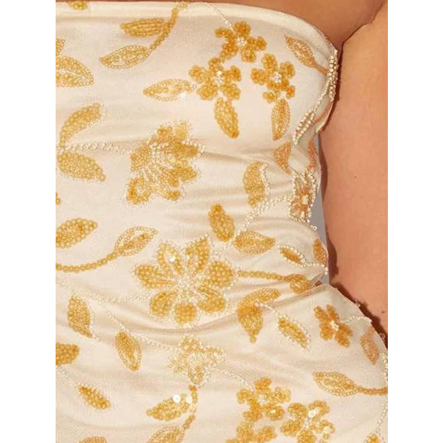 Floral Textured Strapless Mini Dress Apparel and Accessories