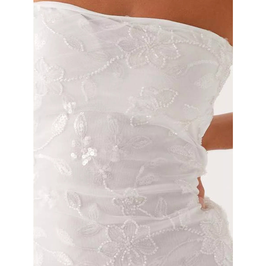 Floral Textured Strapless Mini Dress Apparel and Accessories