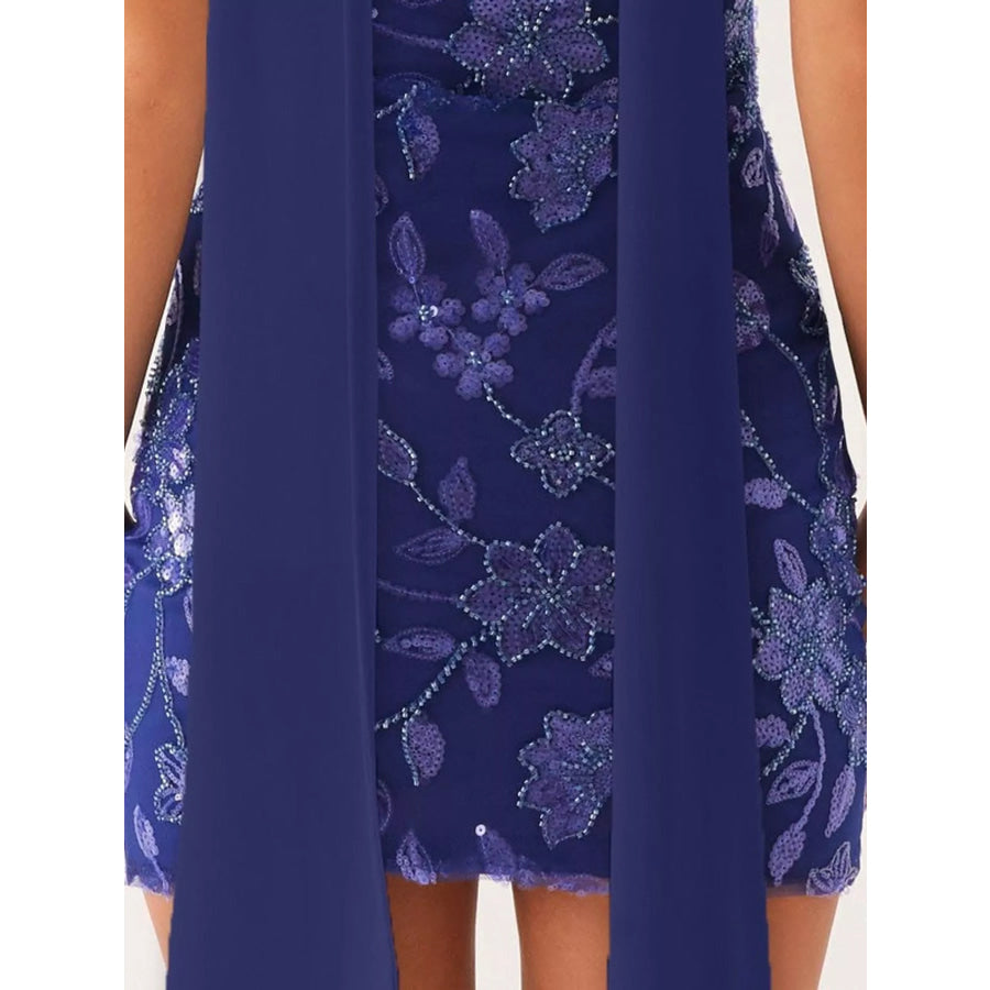 Floral Textured Strapless Mini Dress Apparel and Accessories