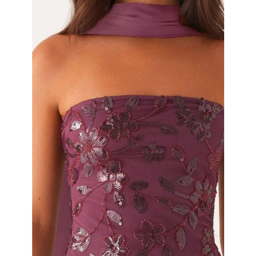 Floral Textured Strapless Mini Dress Apparel and Accessories