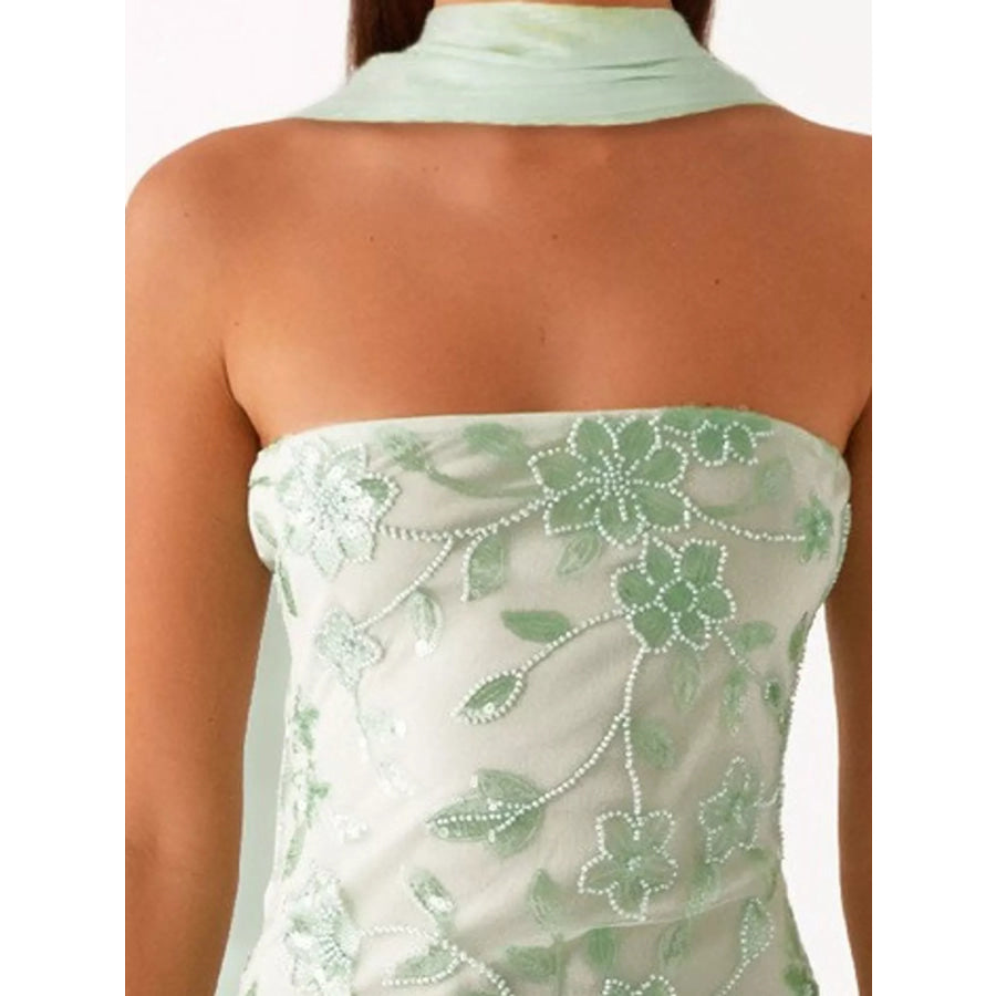 Floral Textured Strapless Mini Dress Apparel and Accessories
