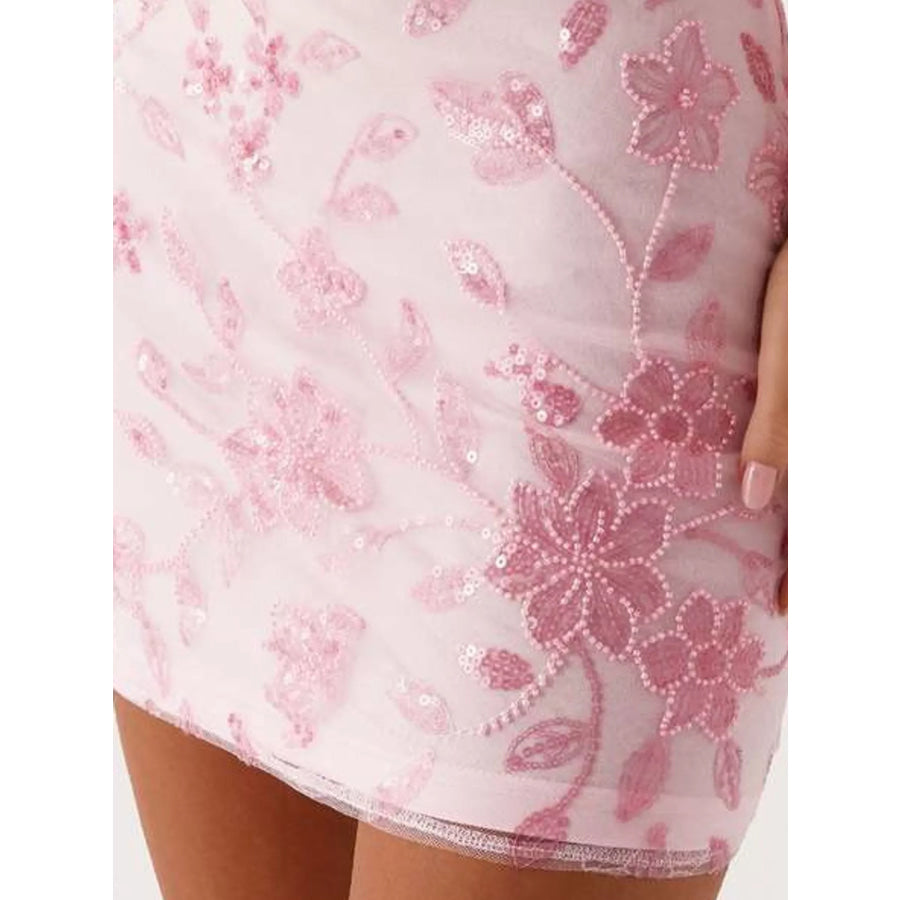 Floral Textured Strapless Mini Dress Apparel and Accessories