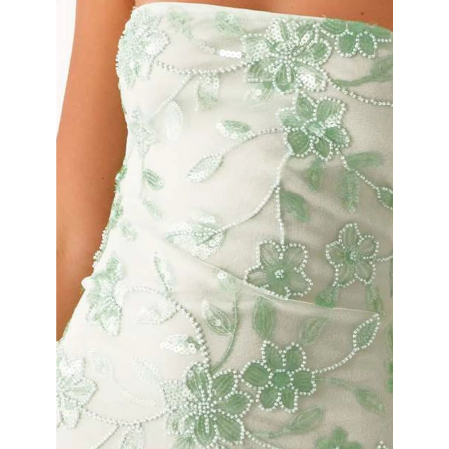Floral Textured Strapless Mini Dress Apparel and Accessories