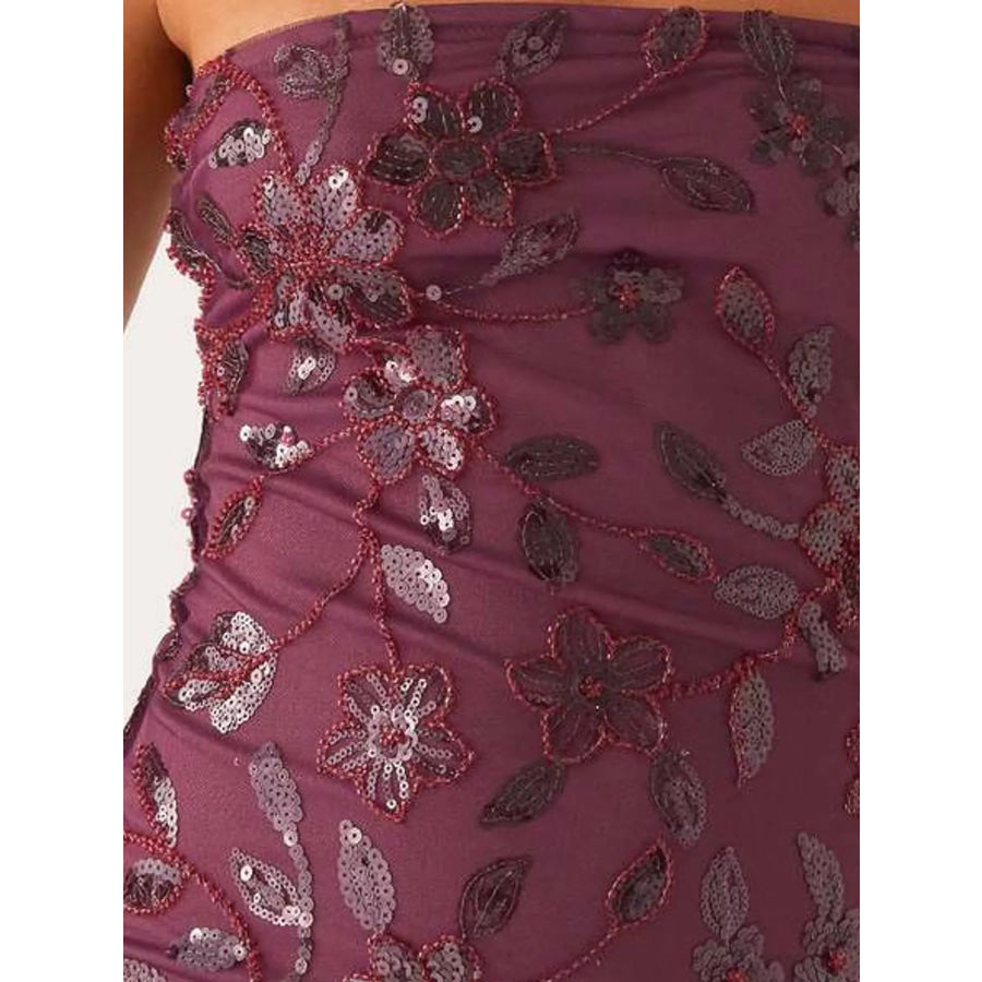 Floral Textured Strapless Mini Dress Apparel and Accessories