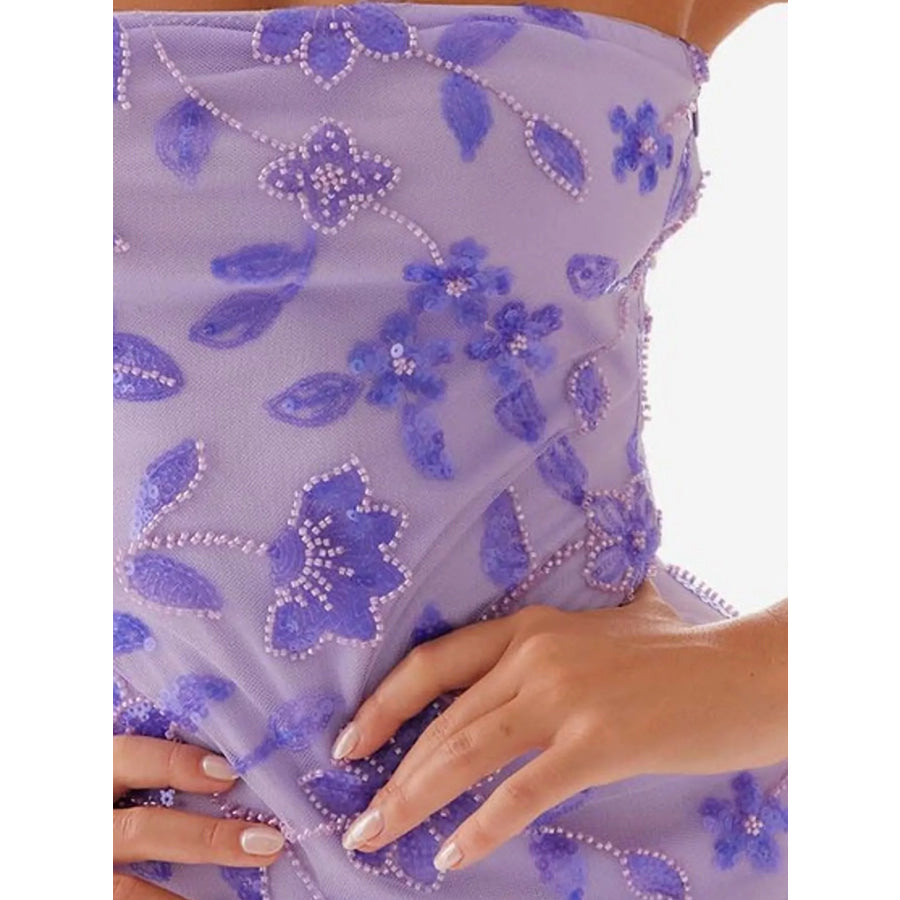 Floral Textured Strapless Mini Dress Apparel and Accessories