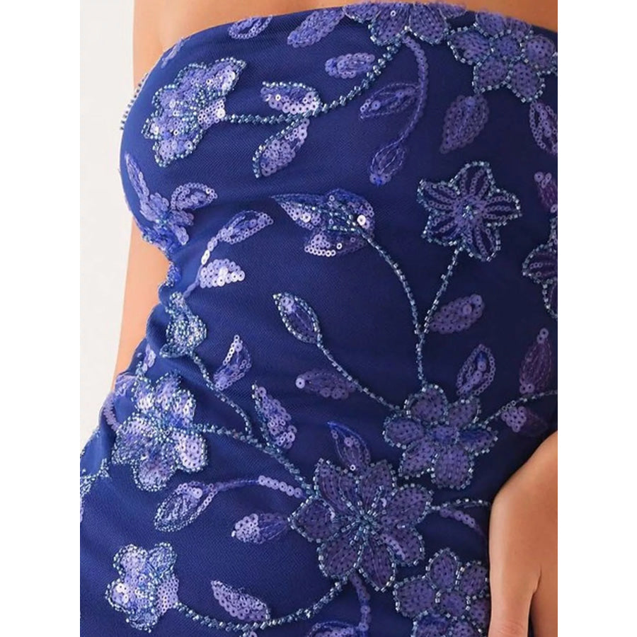 Floral Textured Strapless Mini Dress Apparel and Accessories