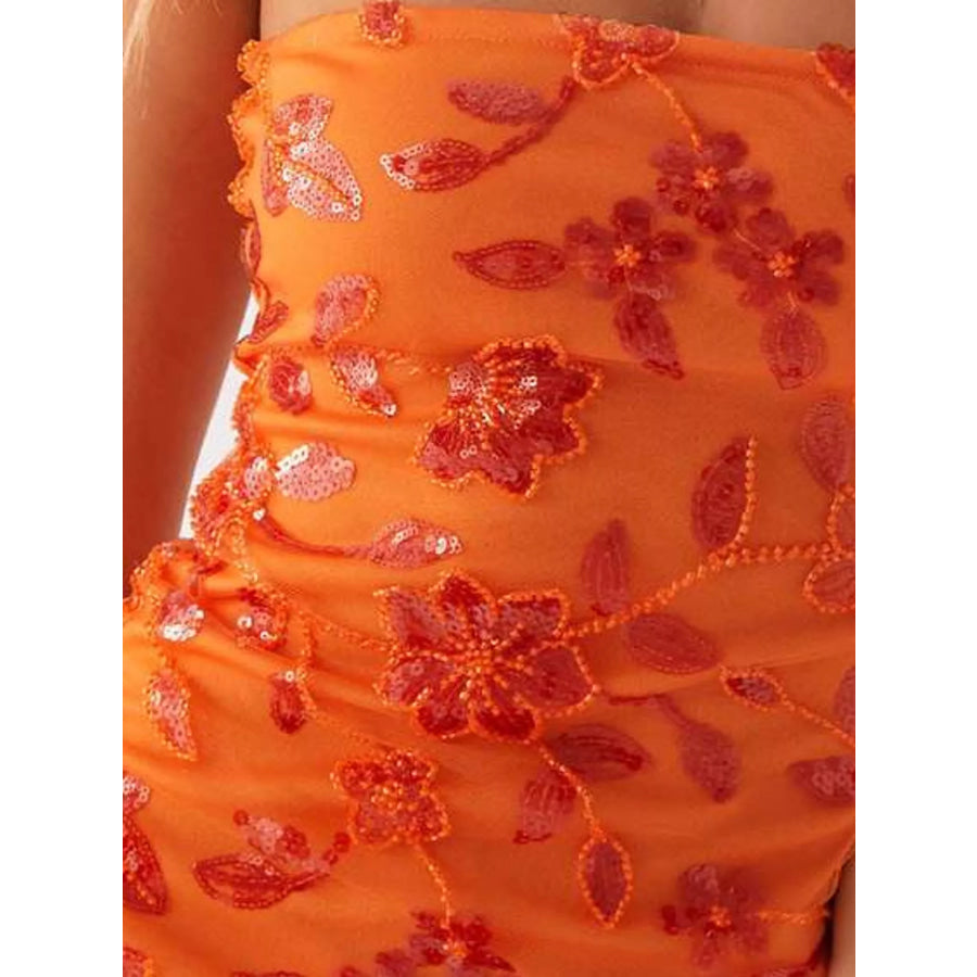 Floral Textured Strapless Mini Dress Apparel and Accessories