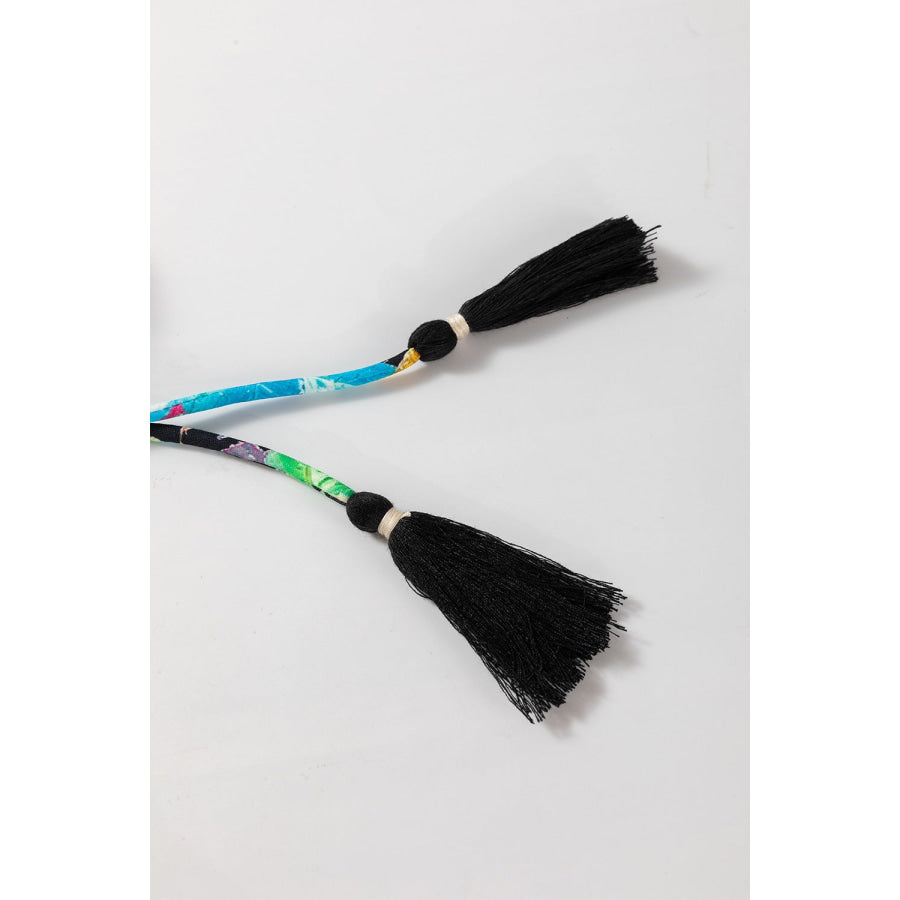 Floral Tie Neck Balloon Sleeve Blouse Apparel and Accessories