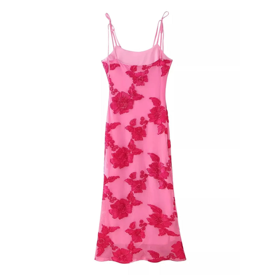 Floral Tie Shoulder Maxi Dress Apparel and Accessories