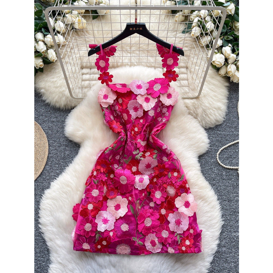 Floral Tie Waist Mini Dress Apparel and Accessories